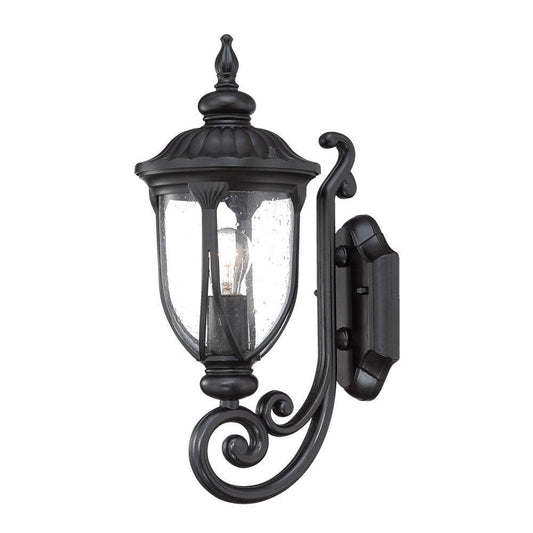 Matte Black Cast Aluminum Glass Lantern Wall Light - AFS