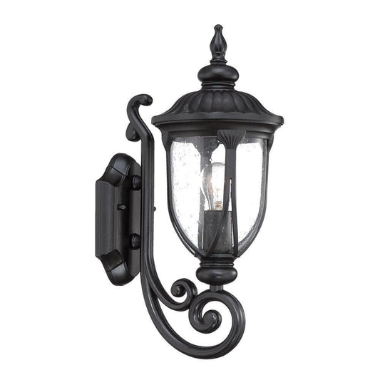 Matte Black Cast Aluminum Glass Lantern Wall Light - AFS