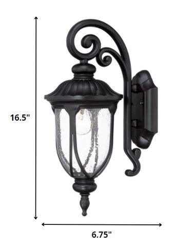 Matte Black Cast Aluminum Glass Lantern Wall Sconce - AFS