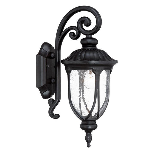 Matte Black Cast Aluminum Glass Lantern Wall Sconce - AFS