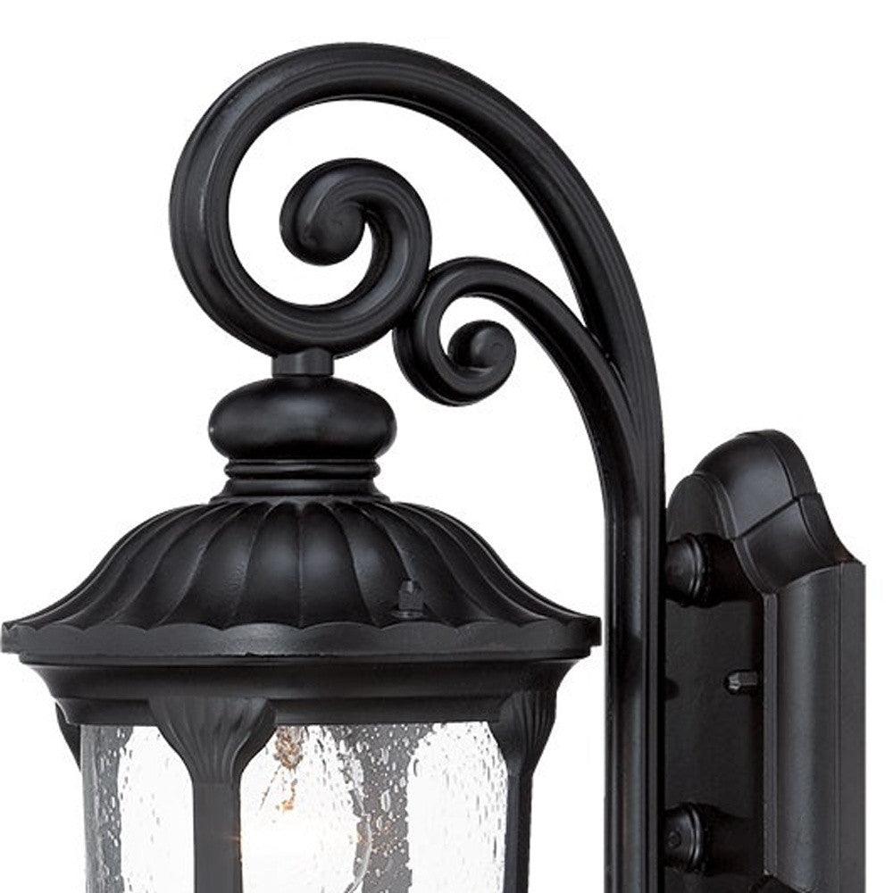 Matte Black Cast Aluminum Glass Lantern Wall Sconce - AFS