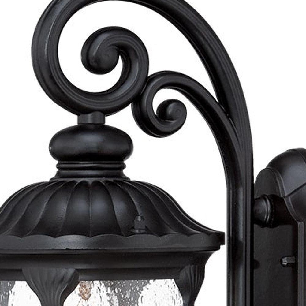 Matte Black Cast Aluminum Glass Lantern Wall Sconce - AFS