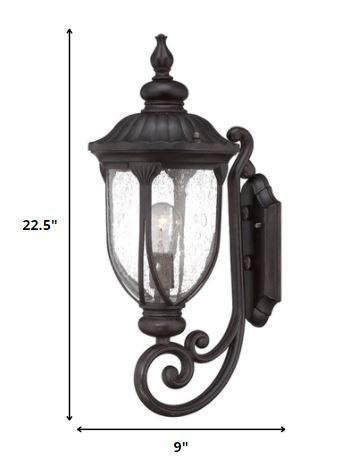 XL Black Cast Aluminum Glass Lantern Wall Light - AFS