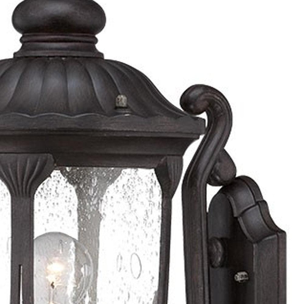 XL Black Cast Aluminum Glass Lantern Wall Light - AFS