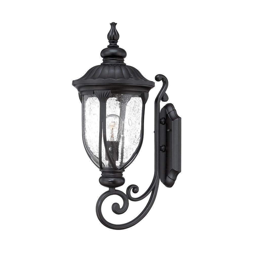 XL Matte Black Cast Aluminum Glass Lantern Wall Light - AFS