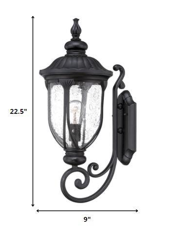 XL Matte Black Cast Aluminum Glass Lantern Wall Light - AFS