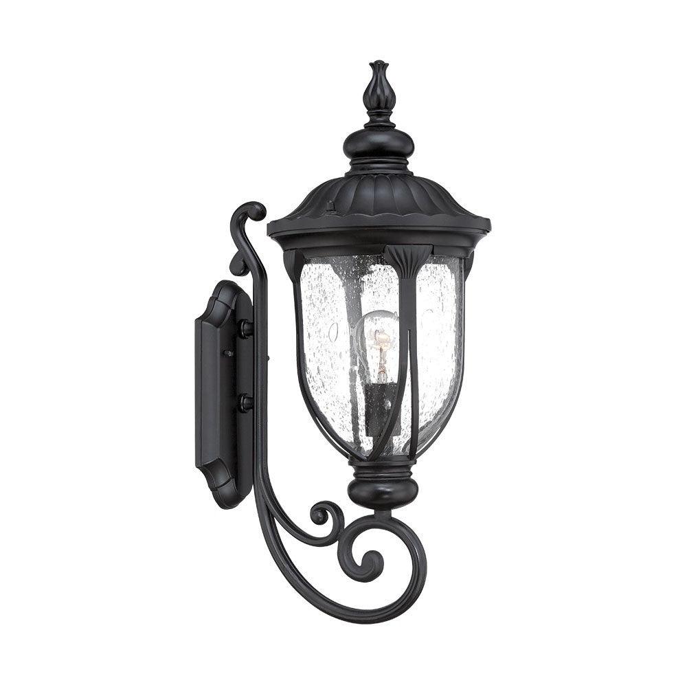 XL Matte Black Cast Aluminum Glass Lantern Wall Light - AFS