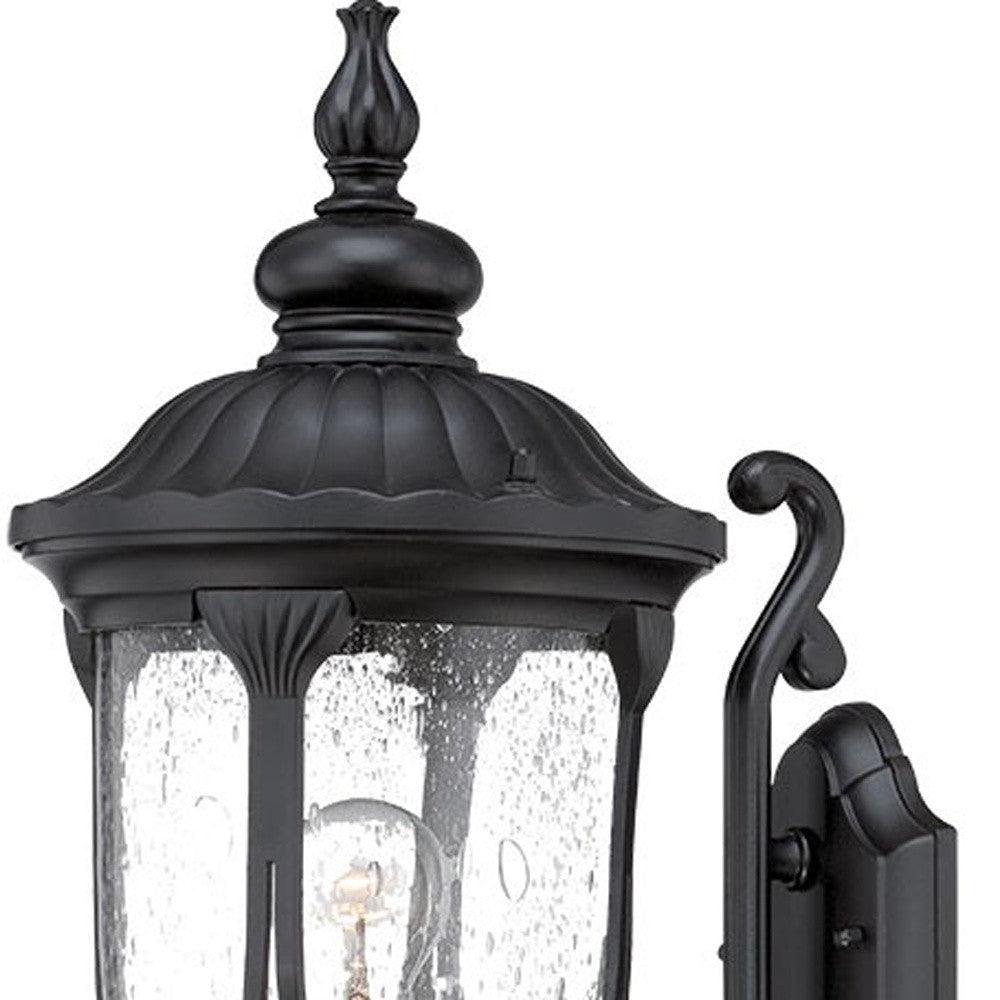 XL Matte Black Cast Aluminum Glass Lantern Wall Light - AFS