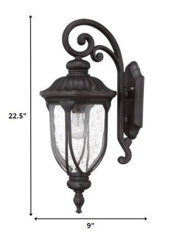 XL Black Cast Aluminum Glass Lantern Wall Sconce - AFS