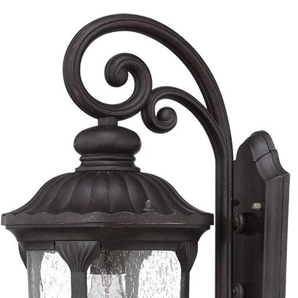 XL Black Cast Aluminum Glass Lantern Wall Sconce - AFS