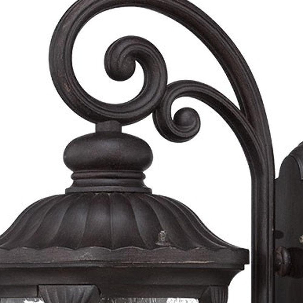 XL Black Cast Aluminum Glass Lantern Wall Sconce - AFS