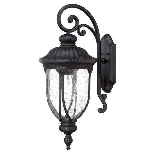 XL Matte Black Cast Aluminum Glass Lantern Wall Sconce - AFS