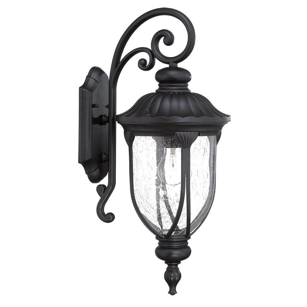 XL Matte Black Cast Aluminum Glass Lantern Wall Sconce - AFS