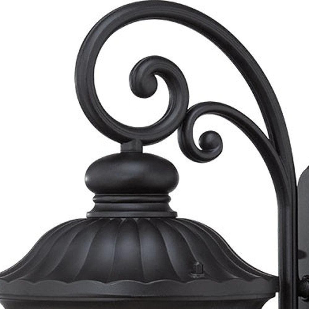 XL Matte Black Cast Aluminum Glass Lantern Wall Sconce - AFS