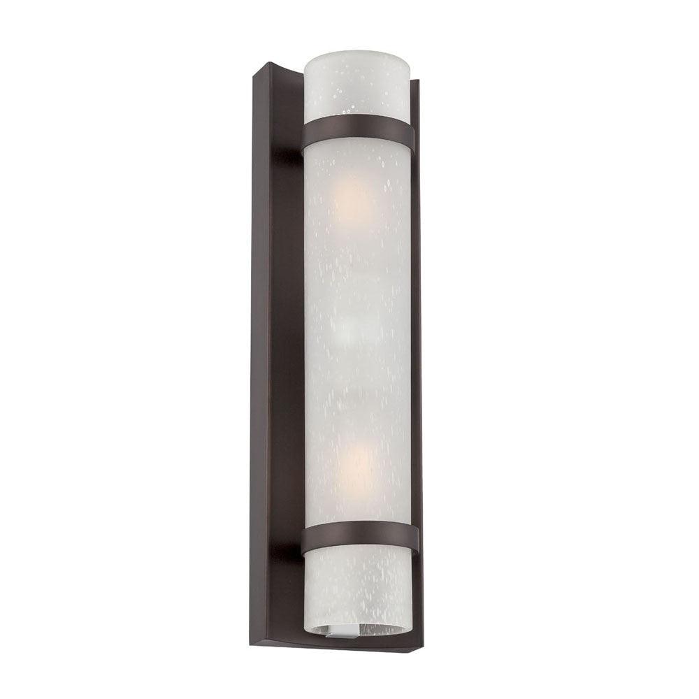 Two Light Bronze and White Glass Wall Sconce - AFS