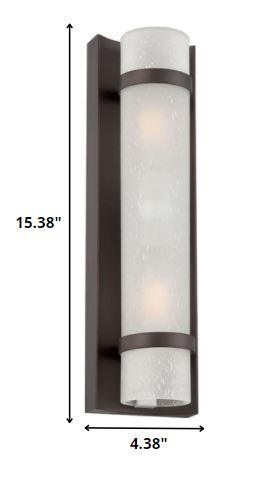 Two Light Bronze and White Glass Wall Sconce - AFS