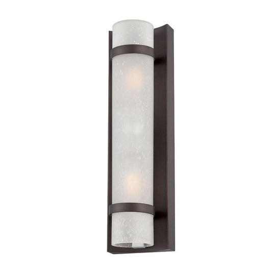 Two Light Bronze and White Glass Wall Sconce - AFS