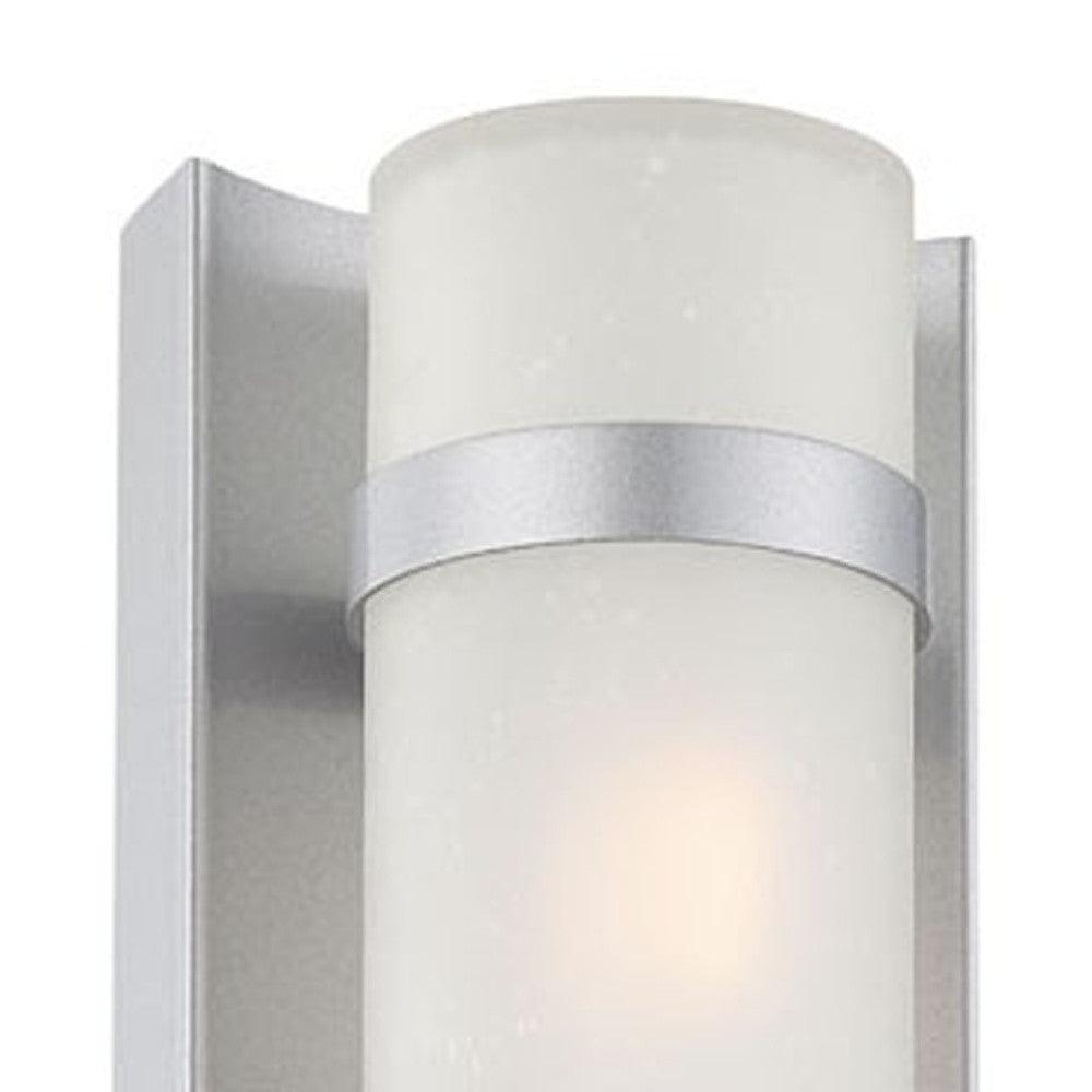 Two Light Brushed Silver and White Glass Wall Sconce - AFS