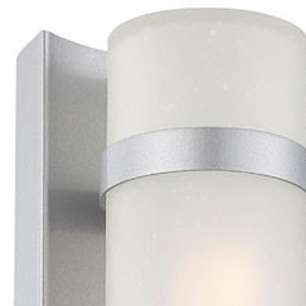 Two Light Brushed Silver and White Glass Wall Sconce - AFS