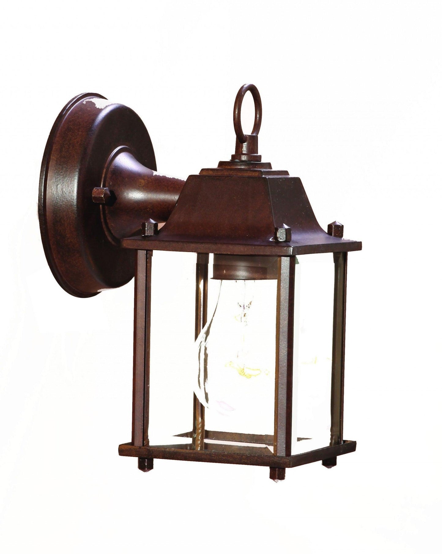 Dark Brown Hanging Glass Lantern Wall Light - AFS