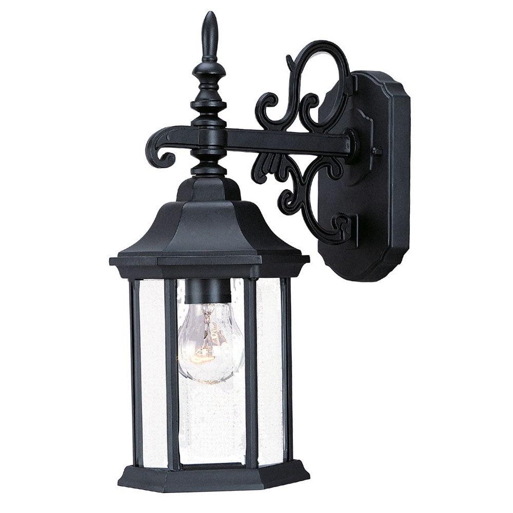 Petite Matte Black Domed Hanging Glass Lantern Wall Light - AFS