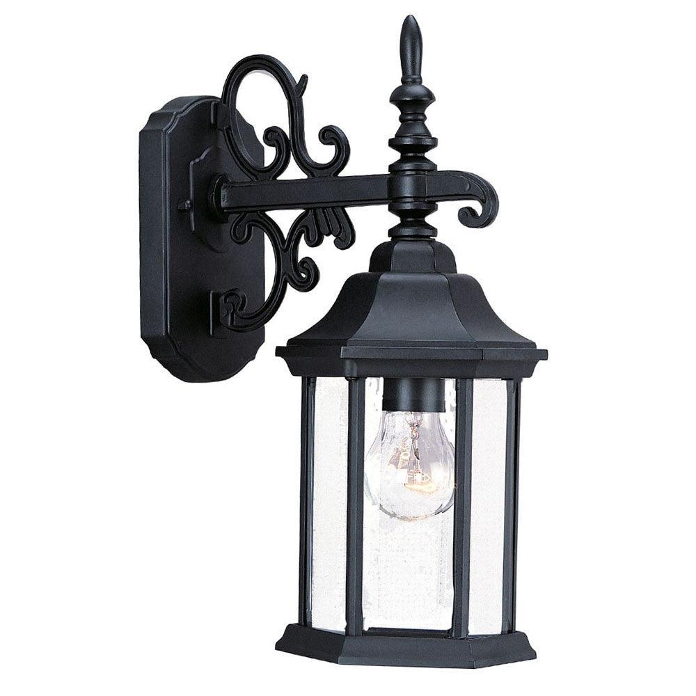 Petite Matte Black Domed Hanging Glass Lantern Wall Light - AFS