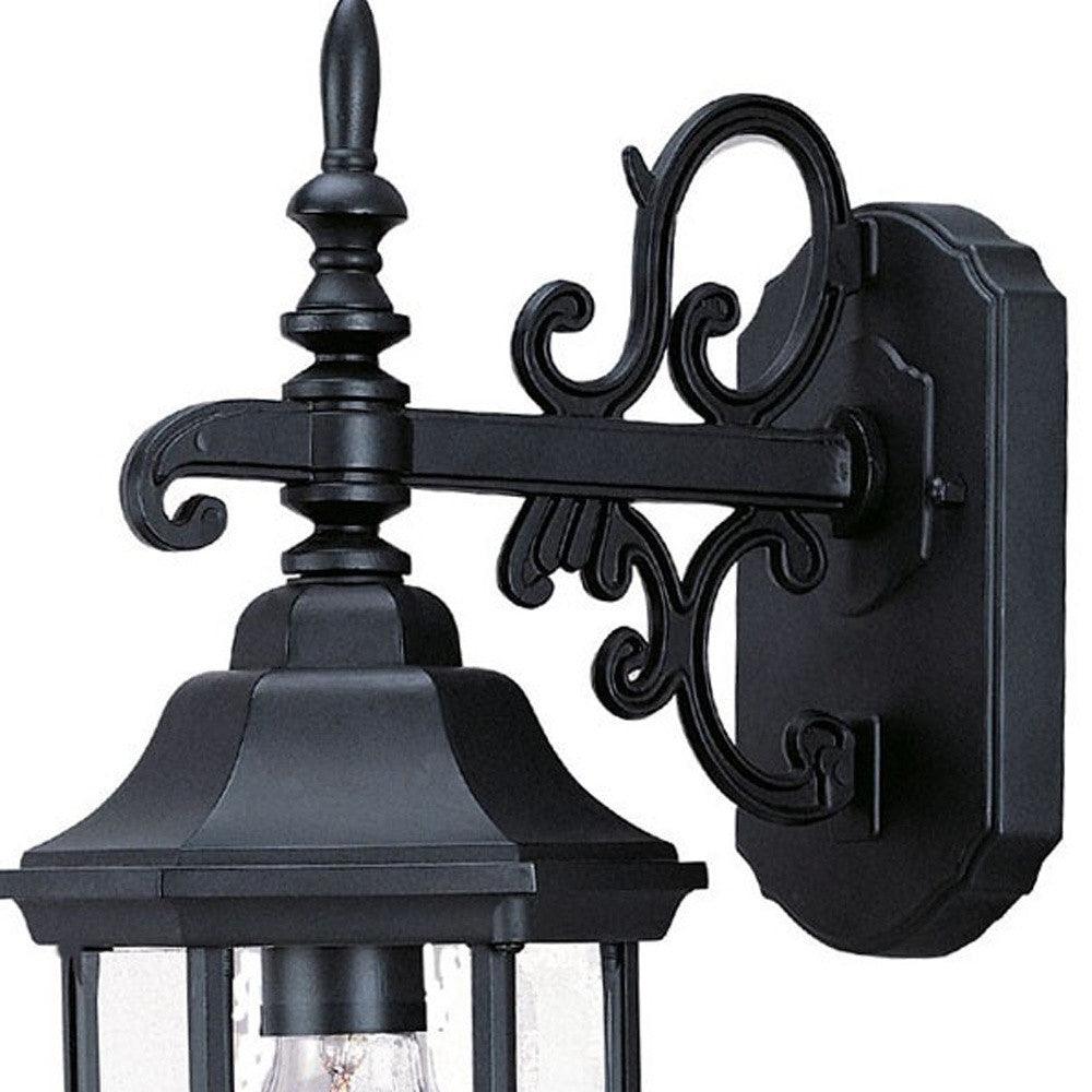 Petite Matte Black Domed Hanging Glass Lantern Wall Light - AFS