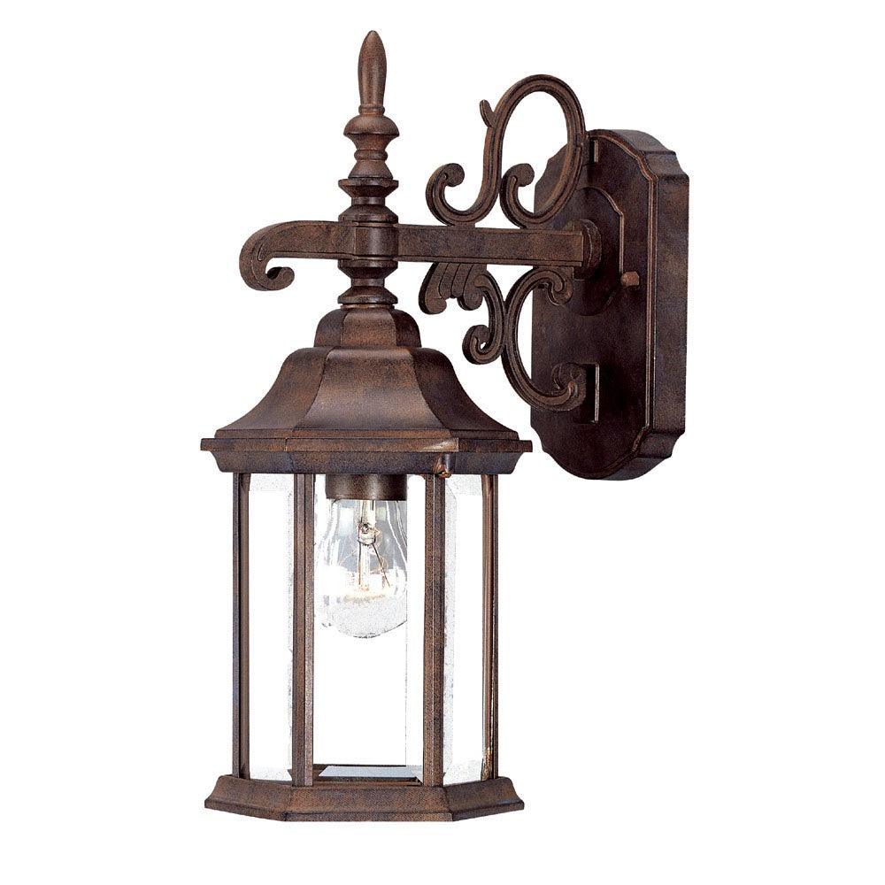 Petite Brown Domed Hanging Glass Lantern Wall Light - AFS