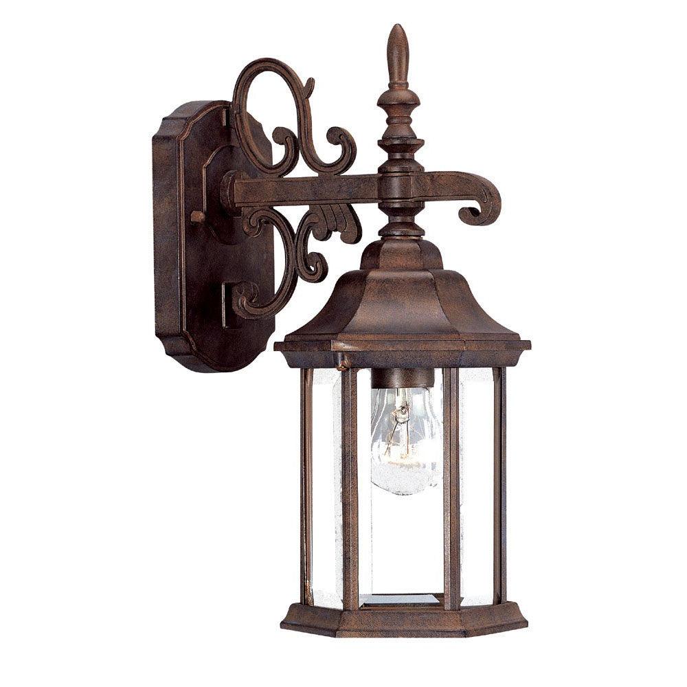 Petite Brown Domed Hanging Glass Lantern Wall Light - AFS