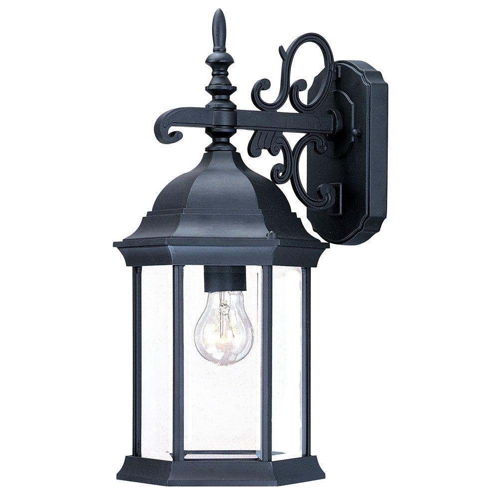 Narrow Matte Black Domed Hanging Glass Lantern Wall Light - AFS