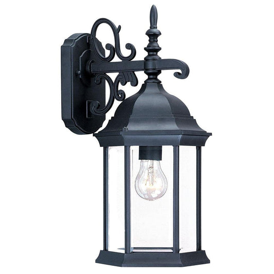 Narrow Matte Black Domed Hanging Glass Lantern Wall Light - AFS