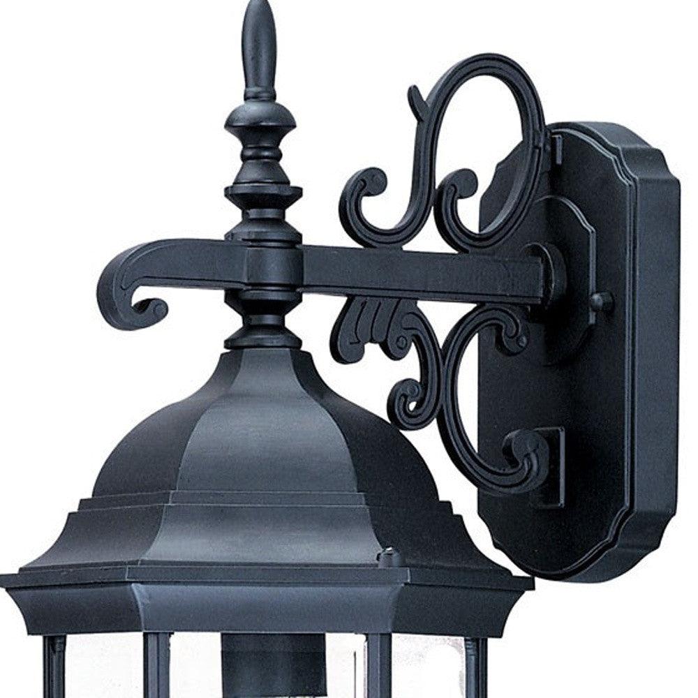 Narrow Matte Black Domed Hanging Glass Lantern Wall Light - AFS