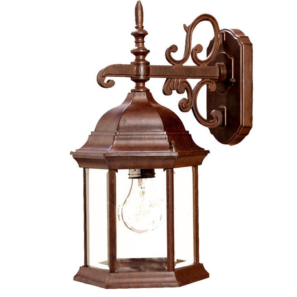 Narrow Brown Domed Hanging Glass Lantern Wall Light - AFS