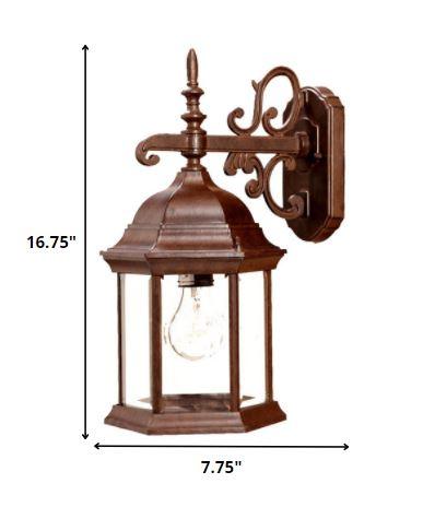 Narrow Brown Domed Hanging Glass Lantern Wall Light - AFS