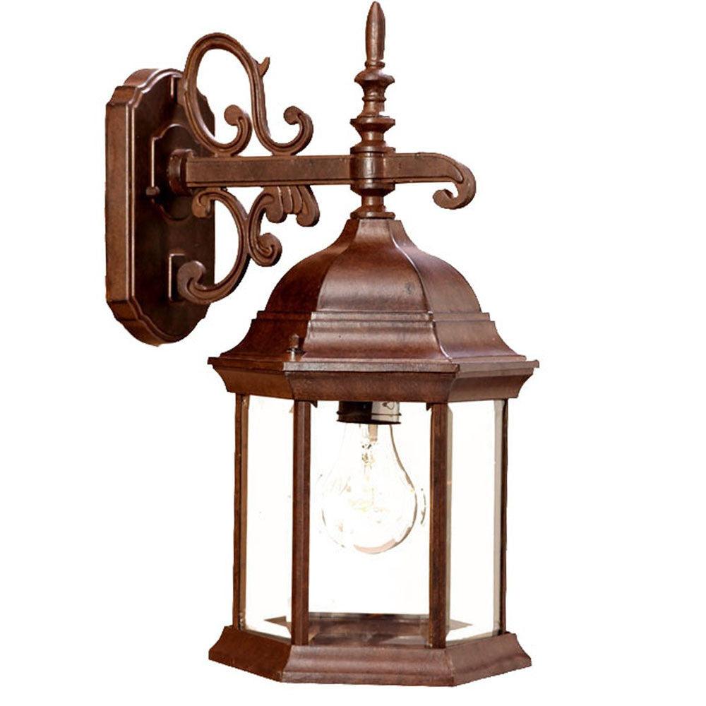 Narrow Brown Domed Hanging Glass Lantern Wall Light - AFS