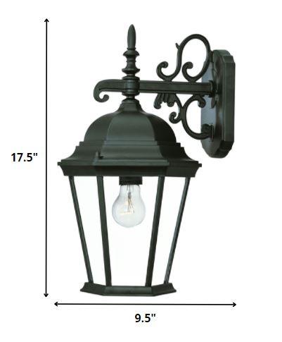 Matte Black Domed Glass Hanging Lantern Wall Light - AFS