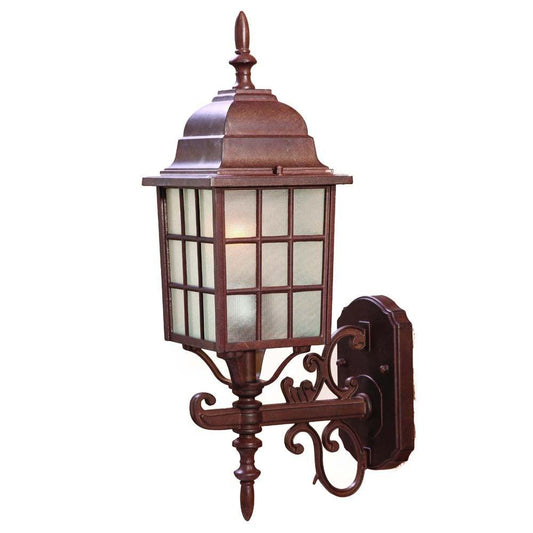 Dark Brown Window Pane Lantern Wall Sconce - AFS