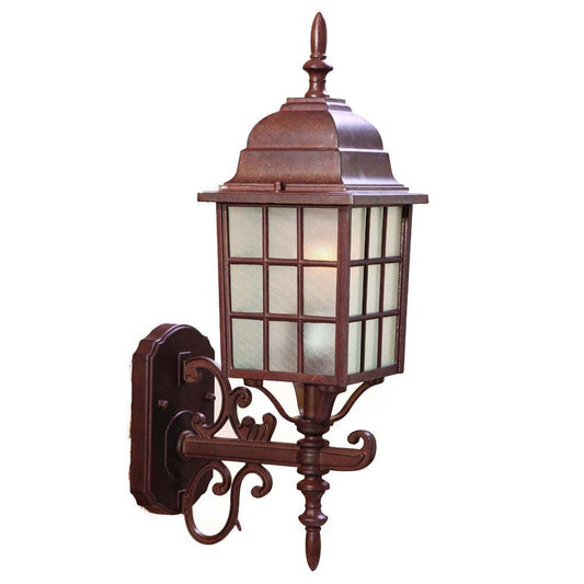 Dark Brown Window Pane Lantern Wall Sconce - AFS