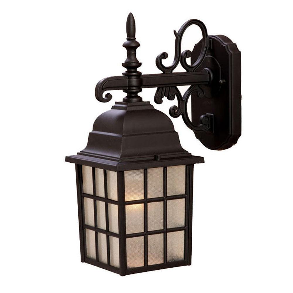 Dark Brown Window Pane Lantern Wall Light - AFS