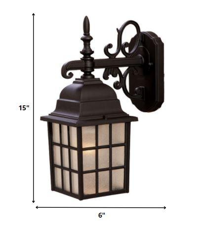 Dark Brown Window Pane Lantern Wall Light - AFS