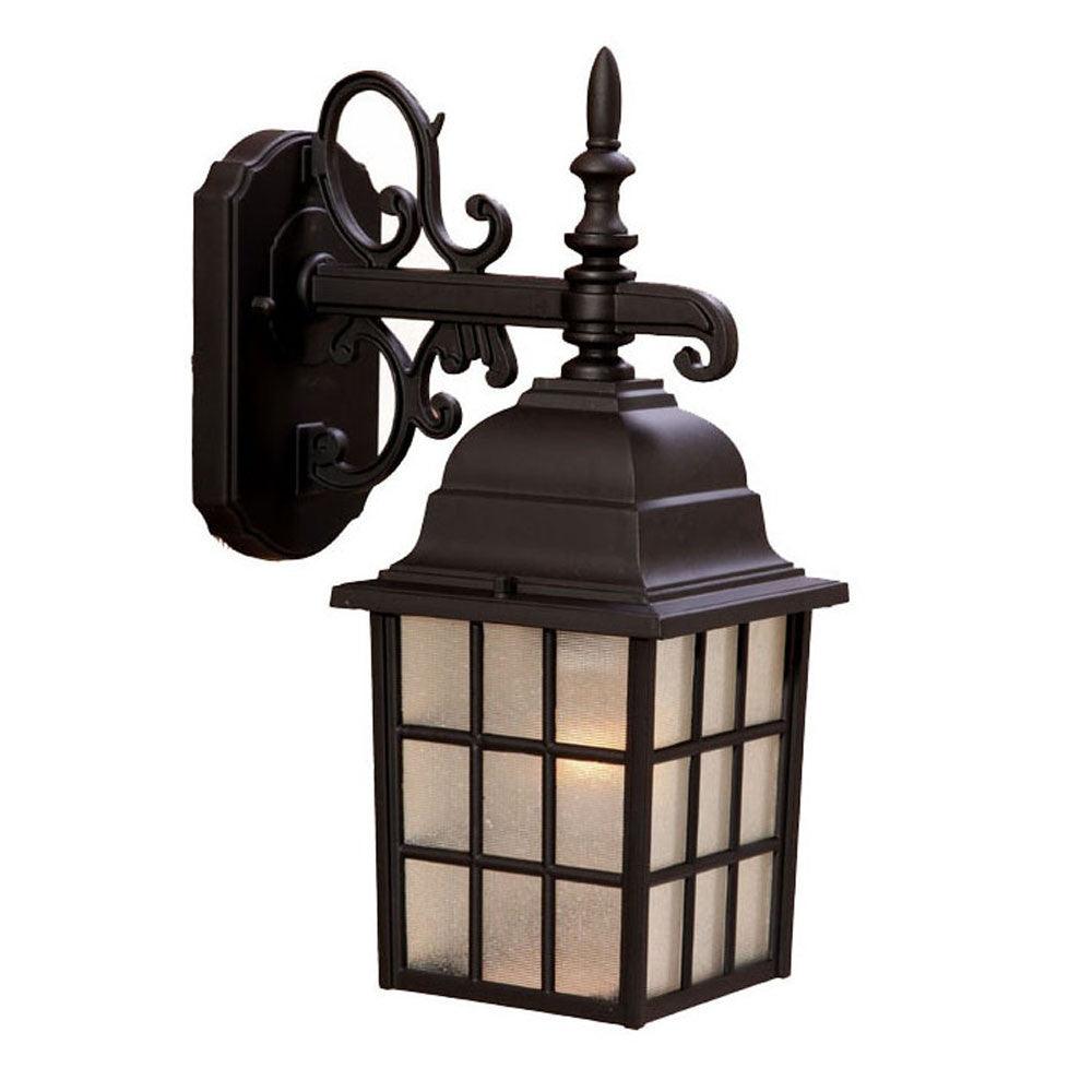 Dark Brown Window Pane Lantern Wall Light - AFS