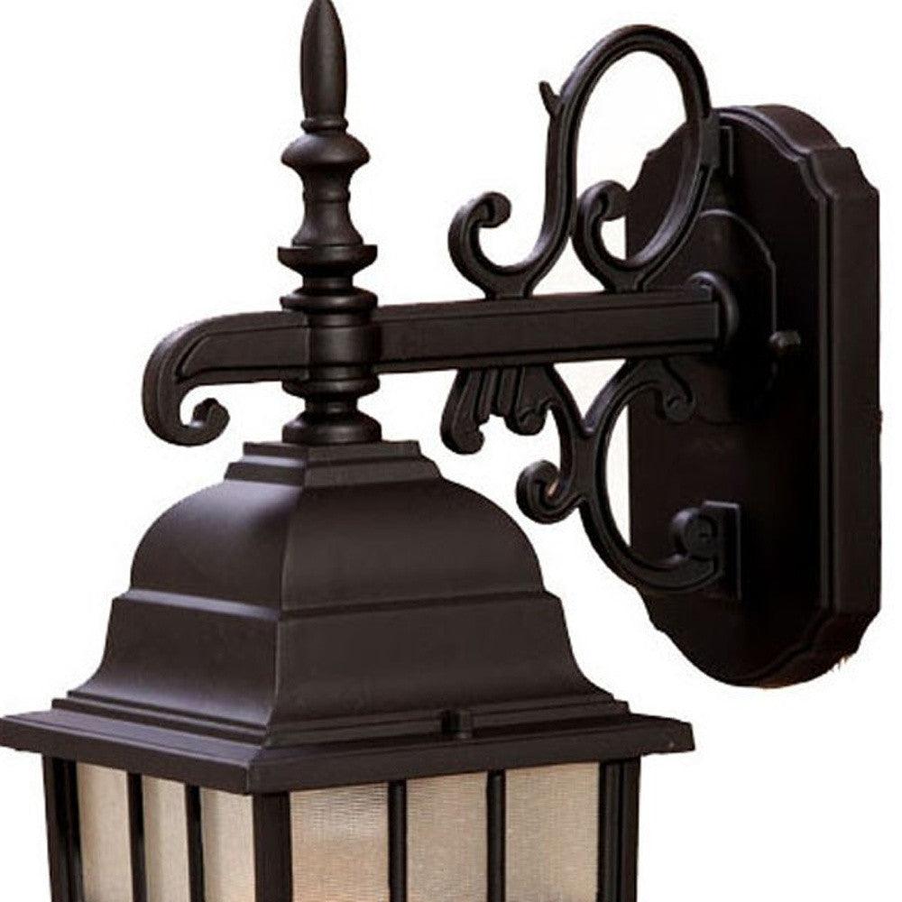 Dark Brown Window Pane Lantern Wall Light - AFS