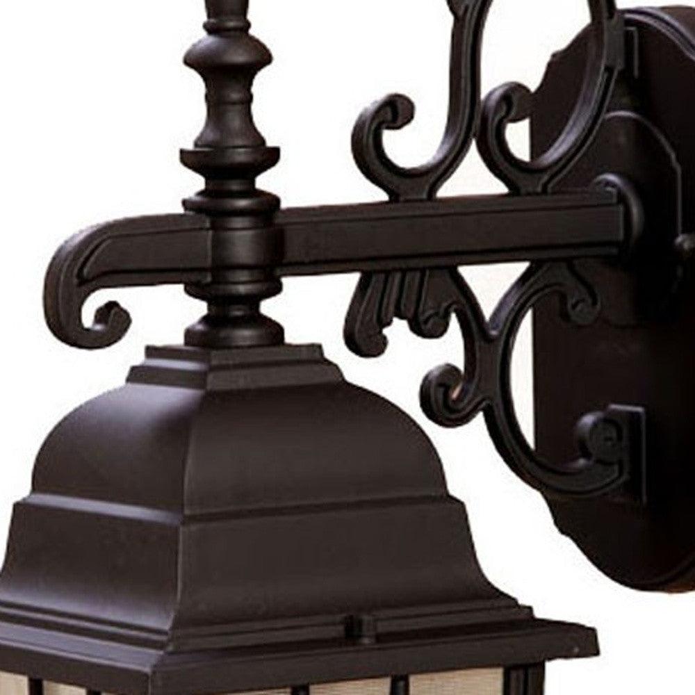 Dark Brown Window Pane Lantern Wall Light - AFS