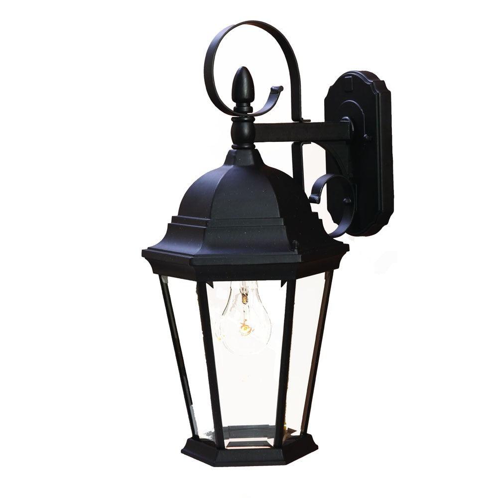 XL Matte Black Swing Arm Hanging Lantern Wall Light - AFS