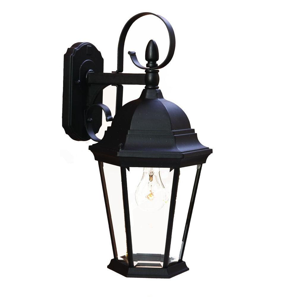 XL Matte Black Swing Arm Hanging Lantern Wall Light - AFS