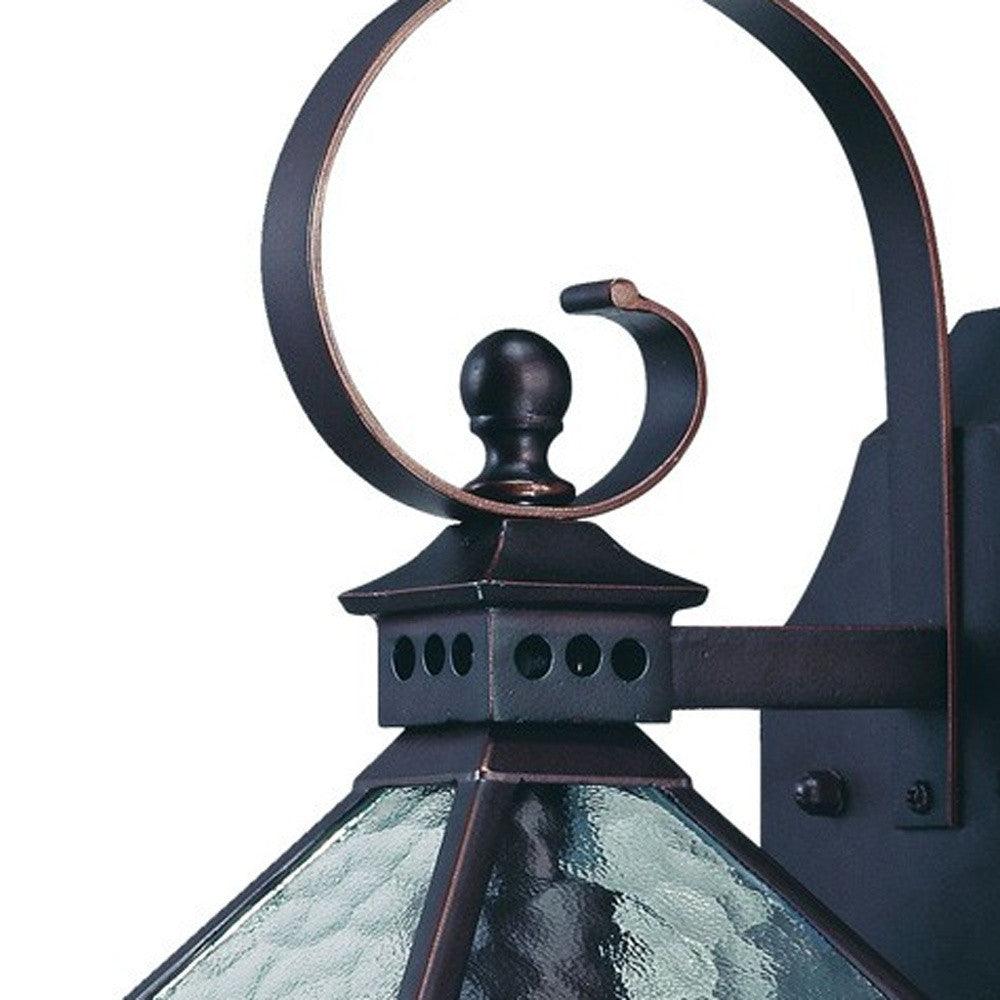 Two Light Antique Bronze Hammered Glass Wall Light - AFS