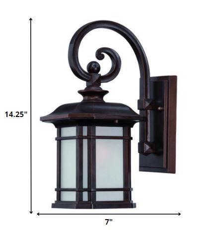 Antique Bronze Frosted Linen Glass Lantern Wall Light - AFS