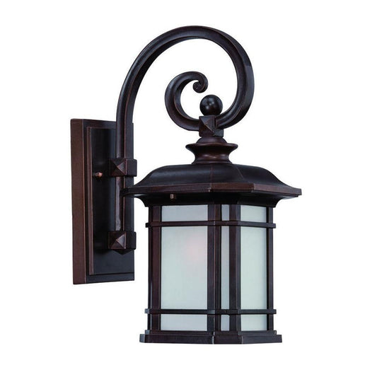 Antique Bronze Frosted Linen Glass Lantern Wall Light - AFS