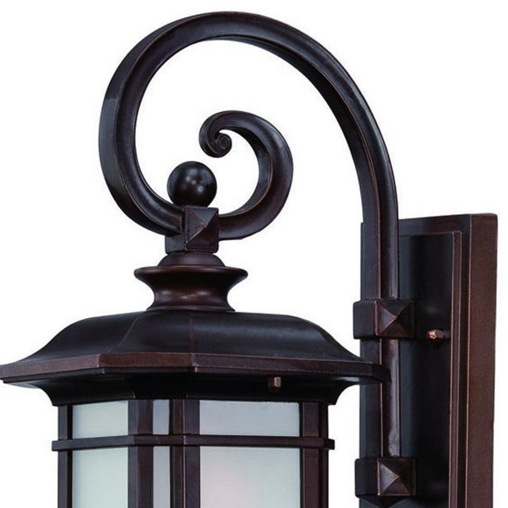 Antique Bronze Frosted Linen Glass Lantern Wall Light - AFS