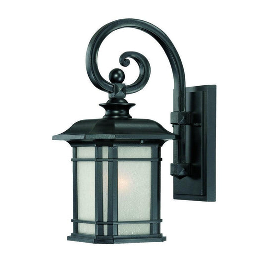 Matte Black Frosted Linen Glass Lantern Wall Light - AFS